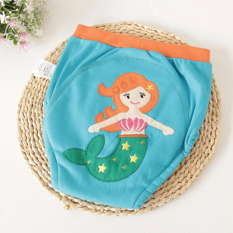 Reusable Cloth Diapers 4Layers Baby Cotton Training Pants Mermaid Baby Nappies for Girls Boys Cotton Panties Toddler Underwear