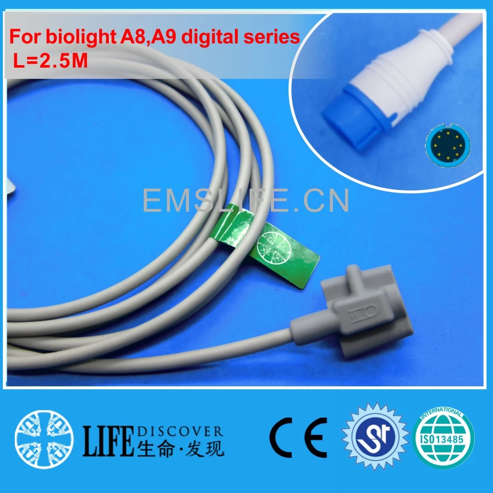 

Длинный кабель neonate мягкий силиконовый датчик spo2 для biolight A8, A9 цифровой серии