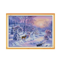 1416182728 winter forest snow sharp handmade printed cloth furniture sewing embroidery cross stitch kit decorative 2th