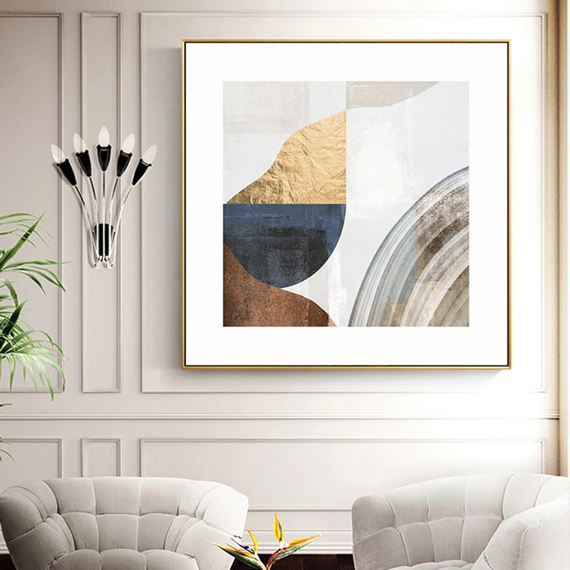 Абстрактный геометрический узор холст художественный Синий принт плакат из