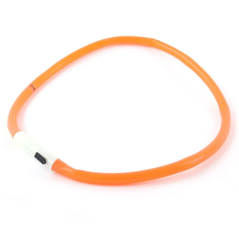 O Usb зарядка Регулируемый ошейник для собак светодиодный перезаряжаемый ночной мигающий светящийся ошейник пластиковый однотонный ошейник для собак A - Цвет: O