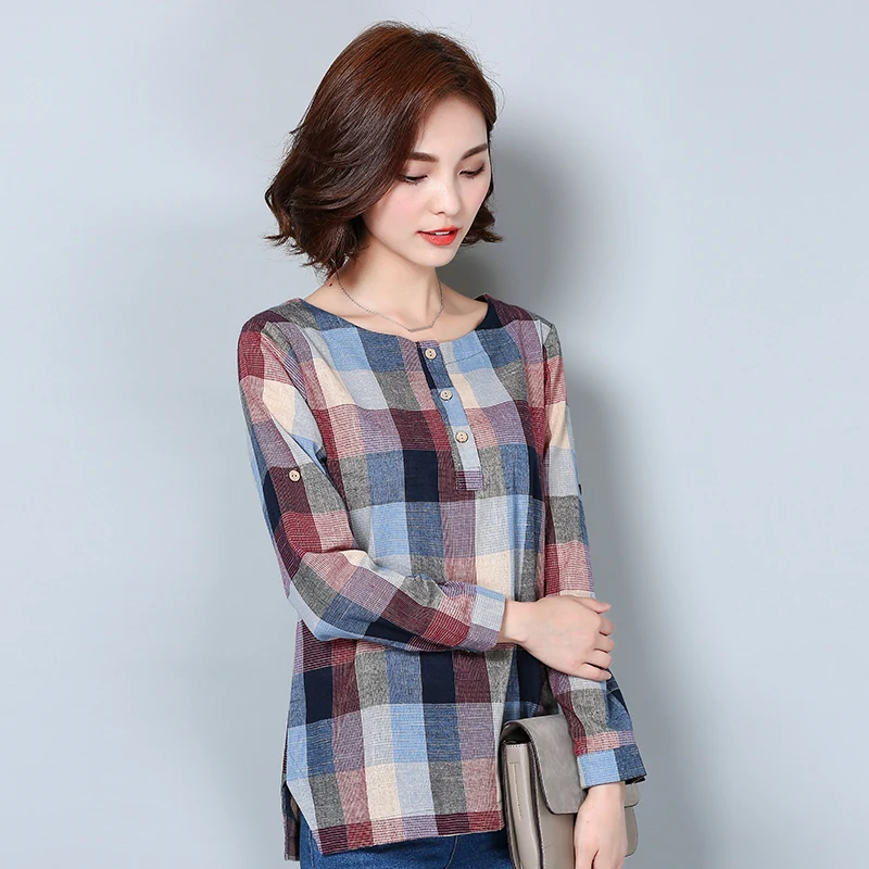 Модные женские блузки рубашки повседневная одежда длинный рукав хлопок и лен