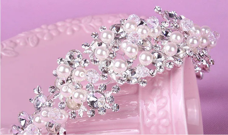 

Bridal Crystal headband Pearl Rhinestone Bridal Crown Hair Bands Wedding Tiara Hair Jewelry tocados para boda
