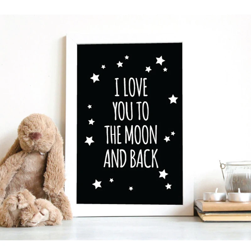 I Love You To The Moon and Back классические кавычки холст живопись детская настенная черно