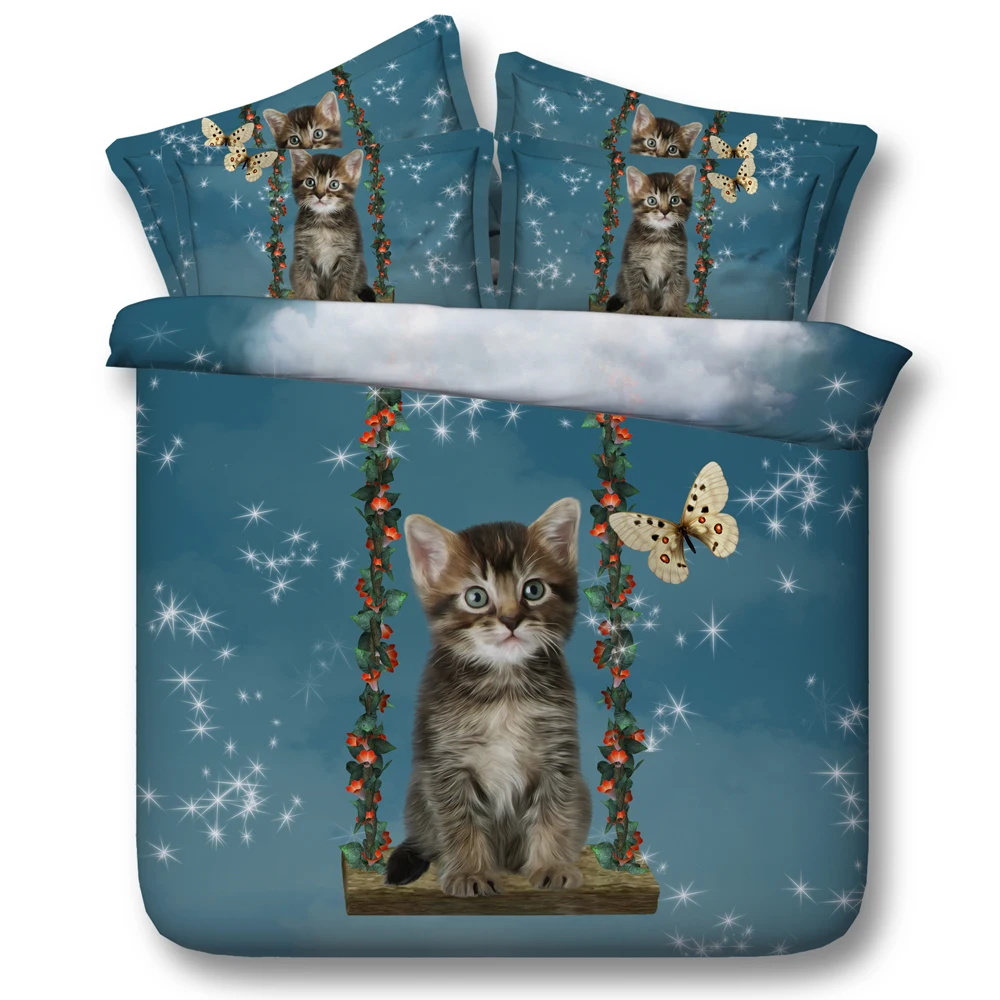 3d кошка/черный медведь животное 4 шт комплект постельного белья без заполнения