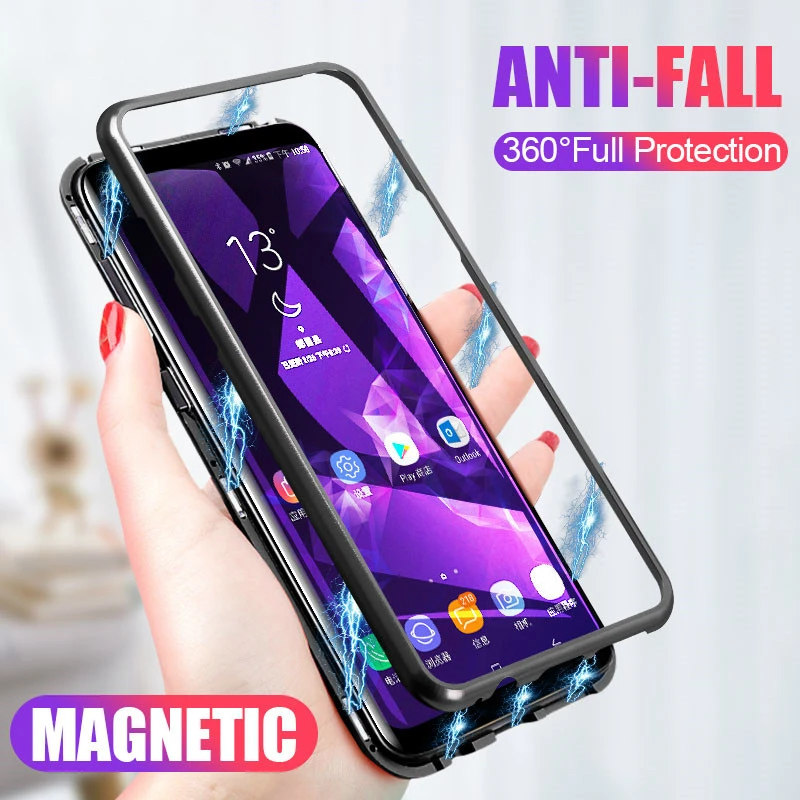 Магнитный адсорбционный металлический чехол для samsung s8 s9 телефона galaxy note 8 9 s7 edge