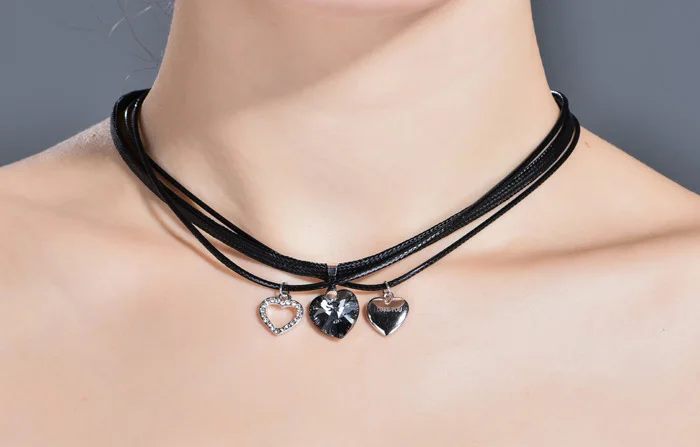 3 шт. наборы кристаллов от Swarovski Love ожерелья с фигуркой сердца для женщин