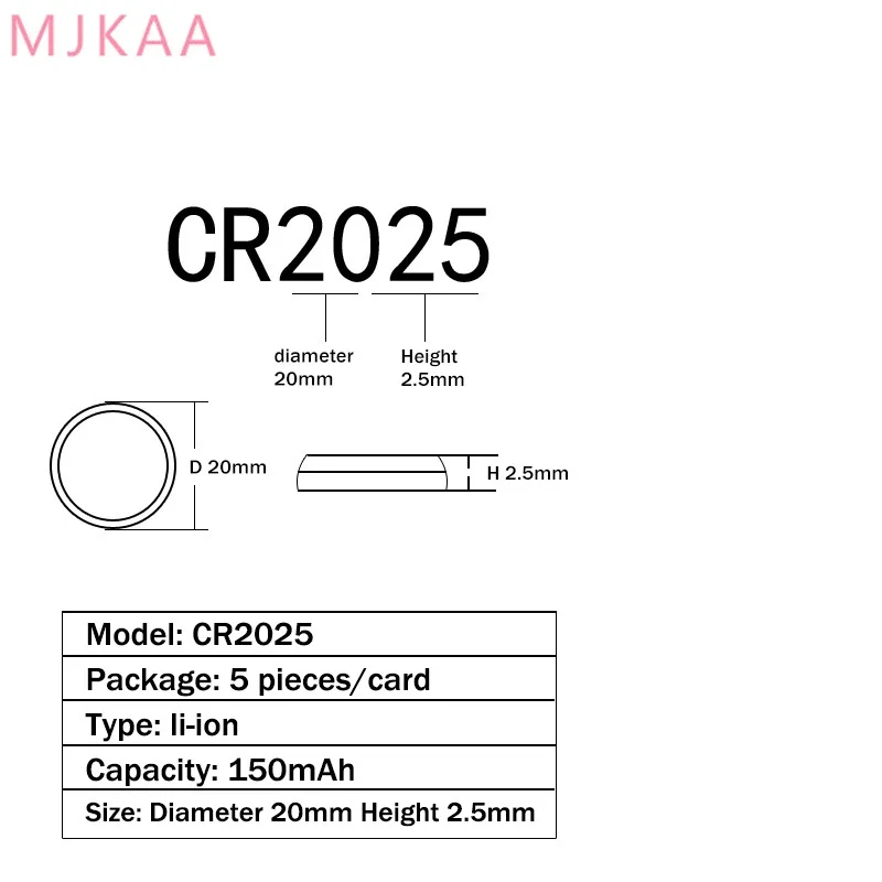 50 шт. CR2025 3V литиевая клетки Кнопка Батарея BR2025 DL2025 KCR2025 2025 L12 EE6226