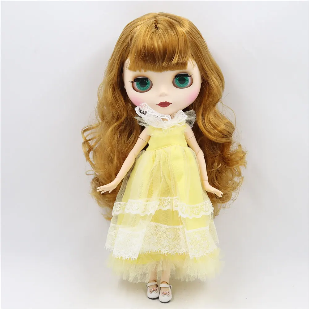 Ледяной DBS Blyth кукольные 1/6 bjd из белой кожи Матовые шарнирное тело золотых волос.