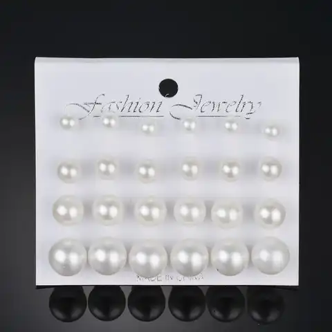 Module 12 pairs/set, pseudo pearls, women earrings, Bijoux pendientes mujer jewelry, fashion earrings