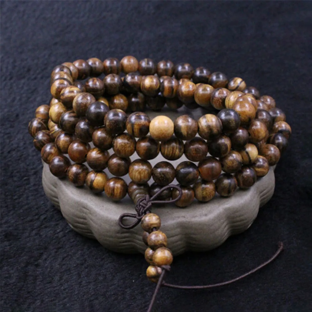 Indonesian Huaqi Phoebe Handmade Buddhist 108 Beads Prayer Bracelet Wood Hand String 6 or 8mm Female Male Jewelry Dropship | Украшения и