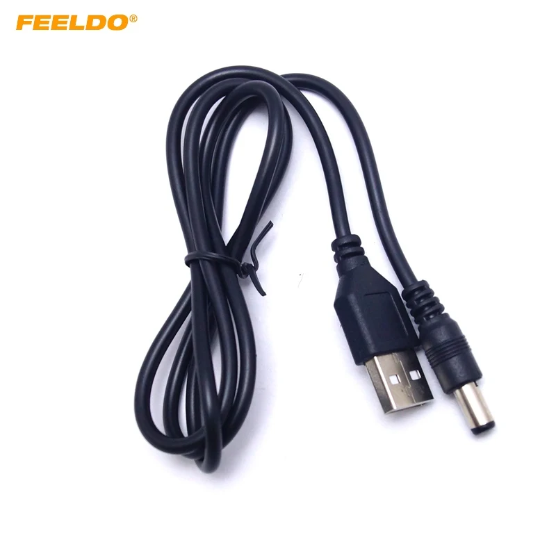 

FEELDO 10 шт. черный 85 см USB 2,0 порт для 5,5 мм x 2,1 мм 5 В DC мощность баррель Джек Кабель питания разъем