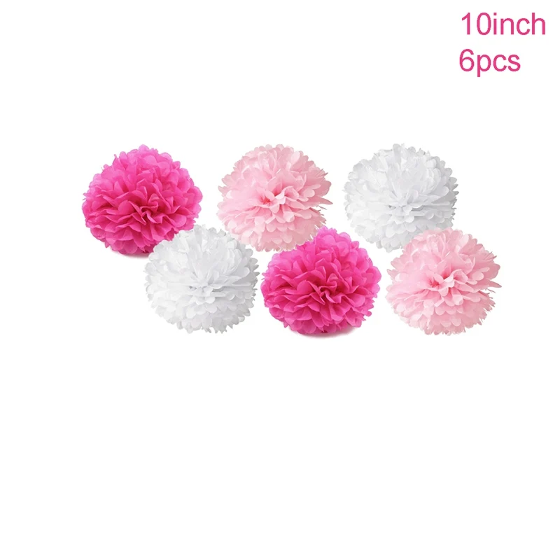 LAPHIL Baby Shower foil Balloon Mommy To Be Blue Pink Confetti Balloons/вечерние товары для мальчиков и девочек - Цвет: 6pcs pink pompoms