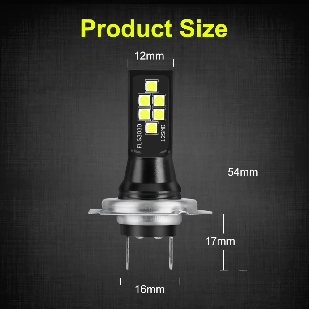 2 шт. H7 светодиодный фонарь 1400LM супер яркий 12 3030SMD Автомобильные противотуманные