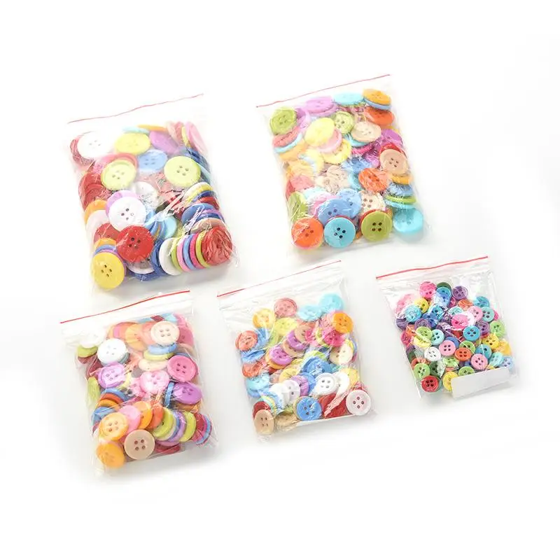 

100 Pcs/lot Random Mixed Assort Buttons Resin Painting Toys Sewing Buttons 2 Holes Flatback Knopf Bouton Appliques 9-20mm