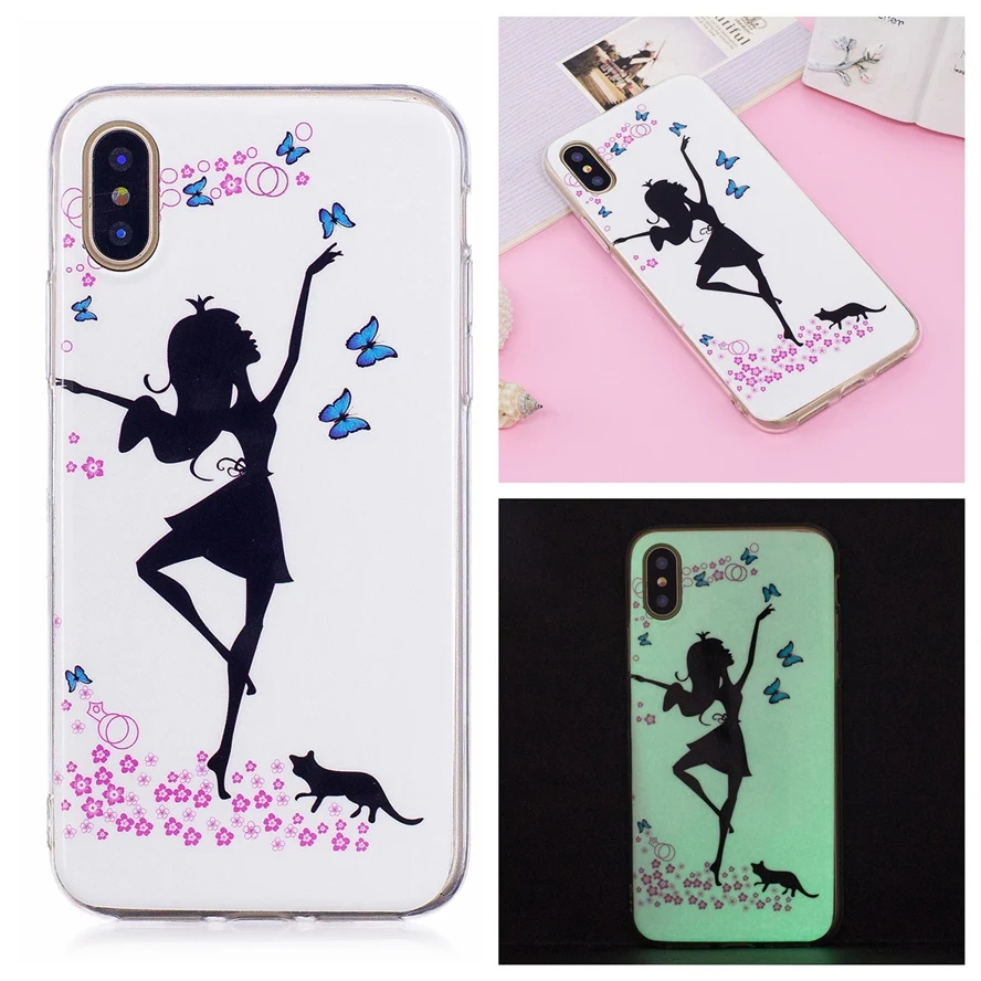 Luminous Case For iPhone X 6 6S Plus Soft TPU Glowing in the dark Slim phone Cases Coque 6s 7 8 5S SE Cover | Мобильные телефоны и