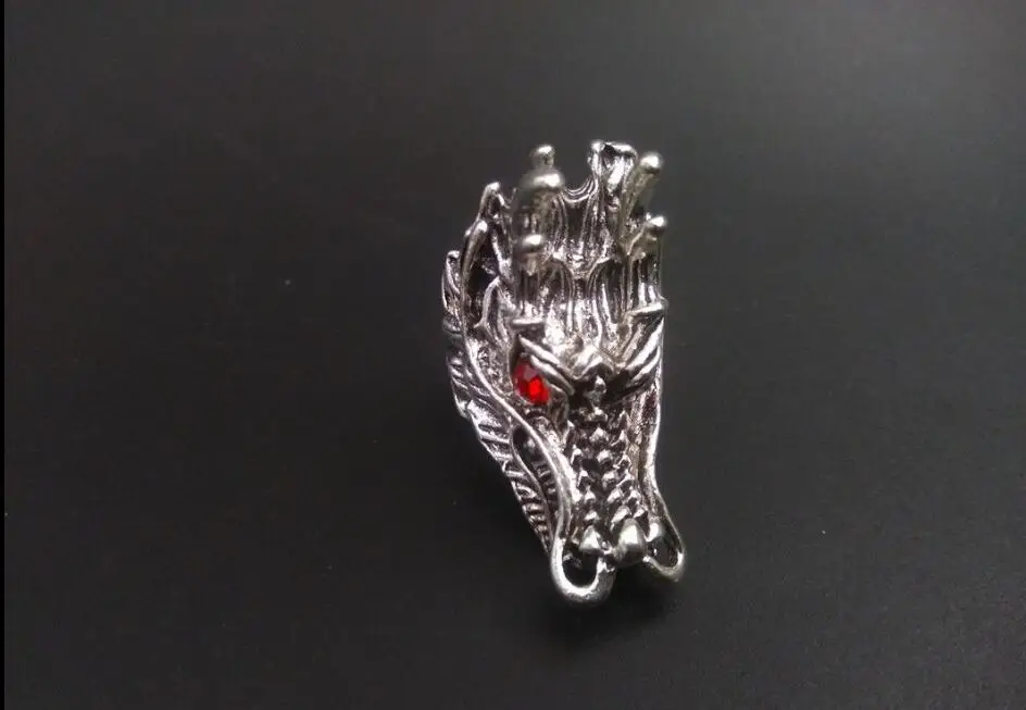 Коллекционное старинное тибетское серебро ручной работы голова дракона кольцо