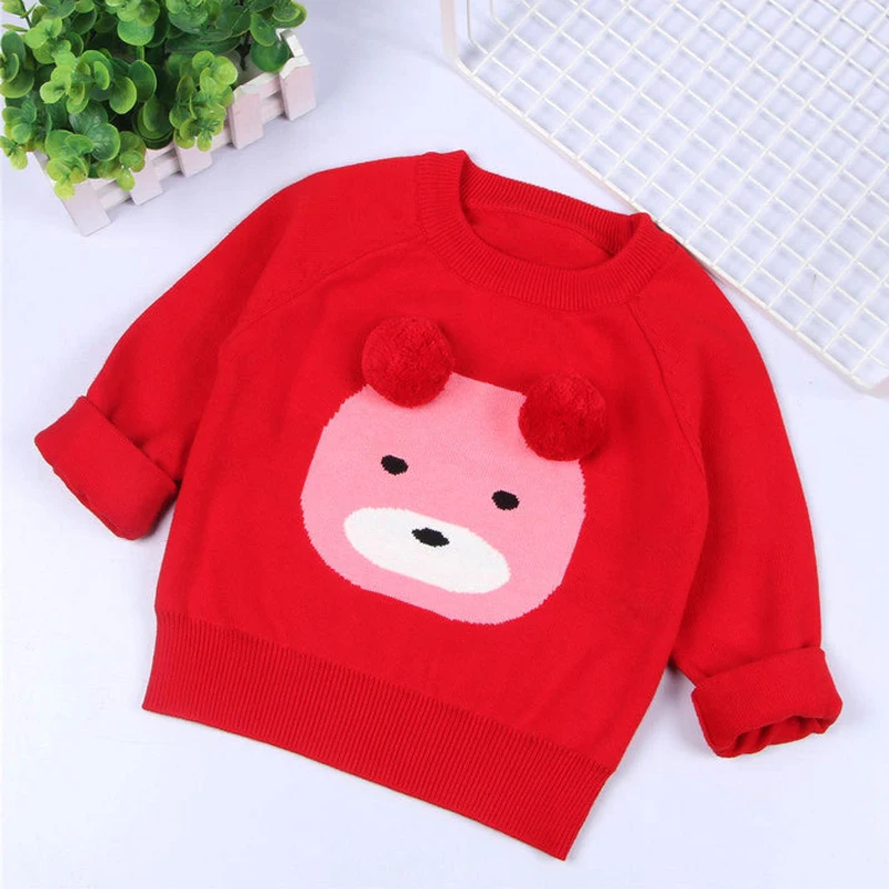2019 г. Весенние детские свитера с рисунком медведя для девочек весенние модные