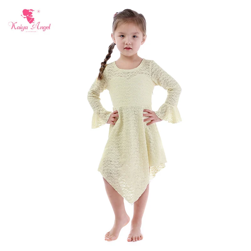 Kaiya Angel Fashion Baby Long Sleeve Pirncess Milk White Floral Dress children Girls Spring Summer Autumn Winter Clothing | Детская