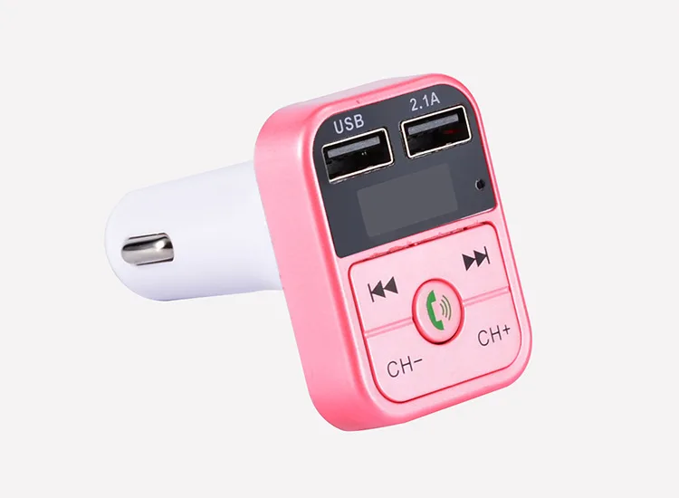 pink Автомобильный комплект громкой связи беспроводной Bluetooth fm-передатчик ЖК MP3-плеер USB зарядное устройство 2.1A Hands Free аксессуары для стайлинга автомобилей - Название цвета: pink