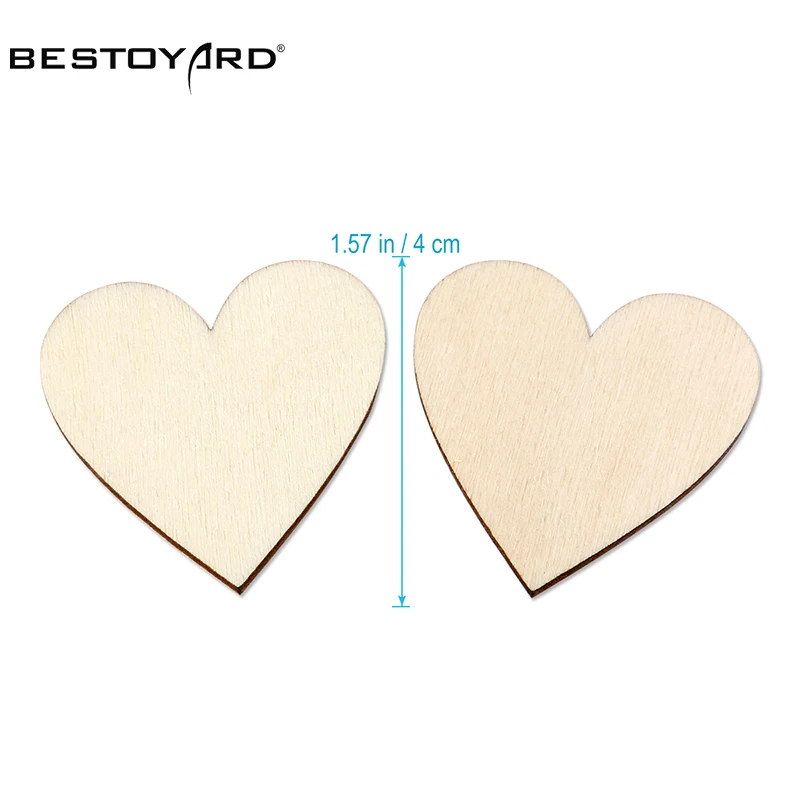 BESTOYARD 100/50 шт пустые деревянные кусочки в форме сердца, диски, дерево, сердце, любовь, пустые необработанные натуральные поделки, свадебные украшения