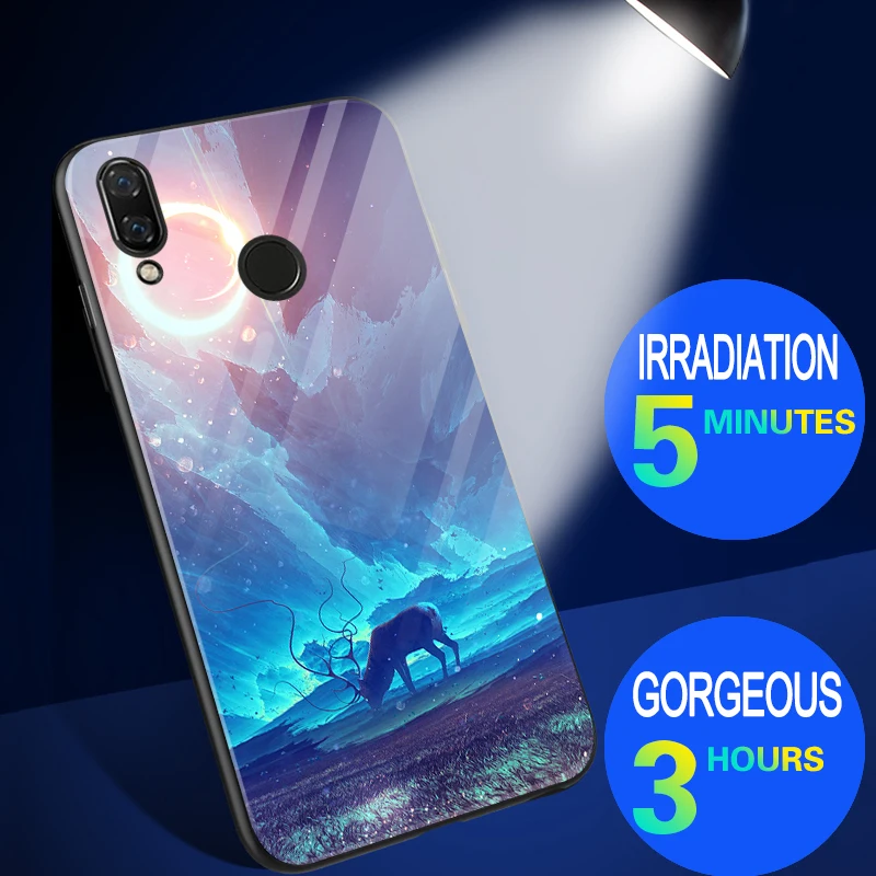 Роскошный светящийся стеклянный чехол для Huawei Nova 2 Plus 2i 2S Coque Рождественский / 3 3i