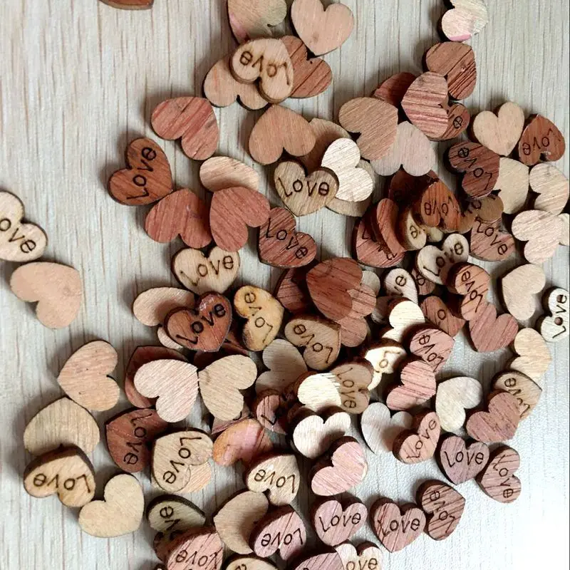 

50/100 шт., деревянные накладки в форме сердца