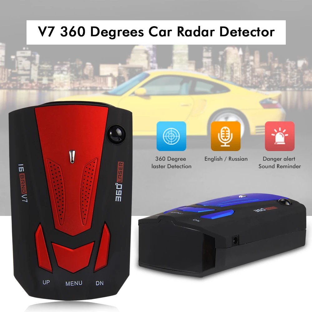 Hot Sale V7 Car Radar Detector Voice Alert Warning 16 Band Auto 360 Degrees Speed Control LED Display | Автомобили и мотоциклы