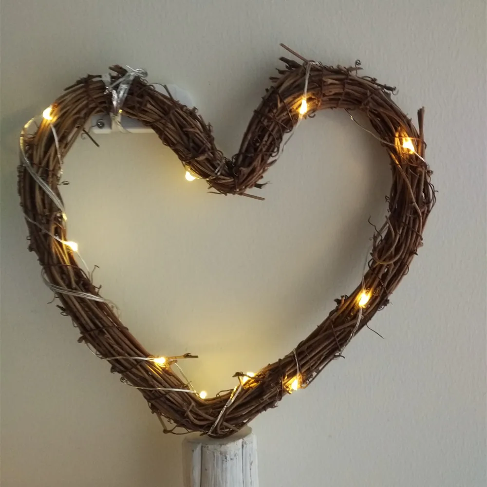 Новинка гирлянда из ротанга в форме звезды и сердца медная Серебряная Свадебный