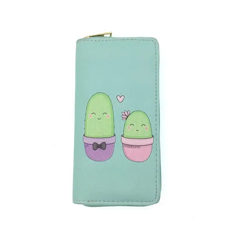 KANDRA Summer Cactus Plant Printing Women Long Wallet Fashion PU Leather Coin Purse Phone Case Ladies Card Holder Clutch Bag - Цвет: W346 Style3