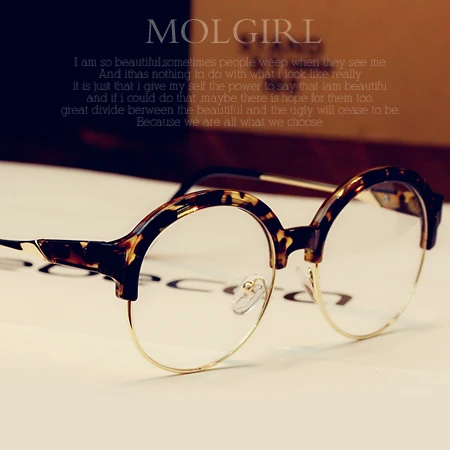 2016 мужчин женщины нью-корейский ретро круглый полуободковые очков очки кадры