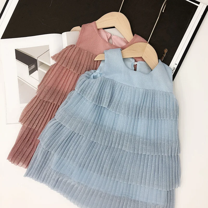 Baby Girl Chiffon Dress Fashion New Children's Girls Sleeveless Party Dresses Kids for 2 3 4 5 6 Years | Детская одежда и