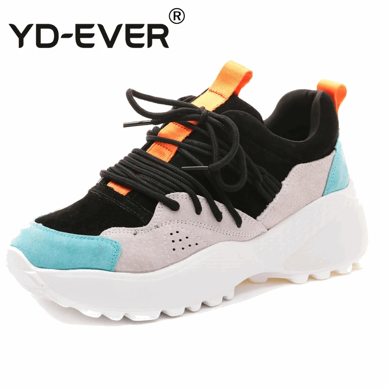 YD EVER женская повседневная обувь из натуральной кожи на платформе модные