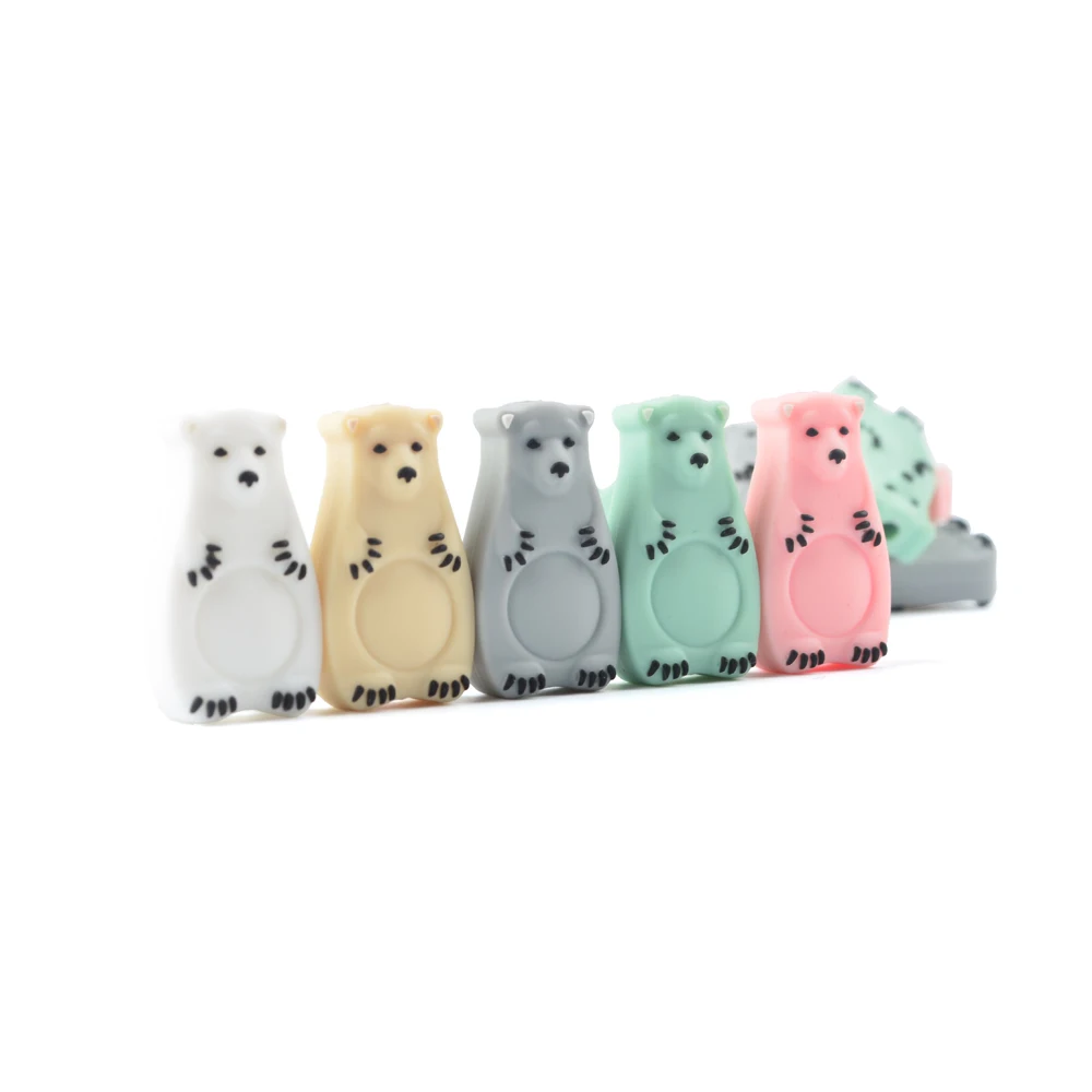 LOFCA-Mini oso Polar de silicona para beb&eacute;, mordedor de animales sin BPA, juguetes de dentici&oacute;n para beb&eacute;, lote de 5 uds.-5