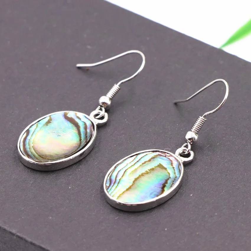 

New Zealand Natural Abalone Shell Beads Earrings for Women Multicolor Paua Shells Dangle Eardrop Oval Ear Jewelry 15x20mm A516