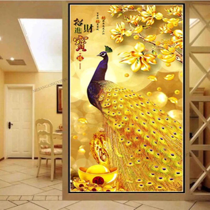 DIY алмазная живопись/Животный Павлин узор Алмазная Вышивка крестом Круглая