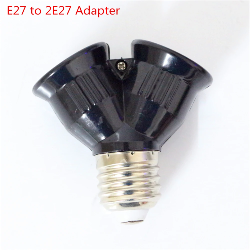 

1Pcs Black Fireproof Material E27 TO 2E27 Socket Base LED Bulb Converter Splitter Adapter E27 to 2 E27 Lamp Holder Converter