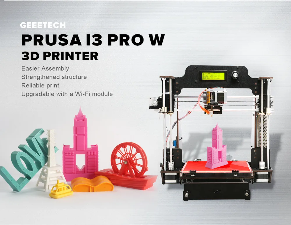 Geeetech I3 Pro W DIY 3d принтер дерево с Wi-Fi модулем автономная печать для автоматического выравнивания датчика