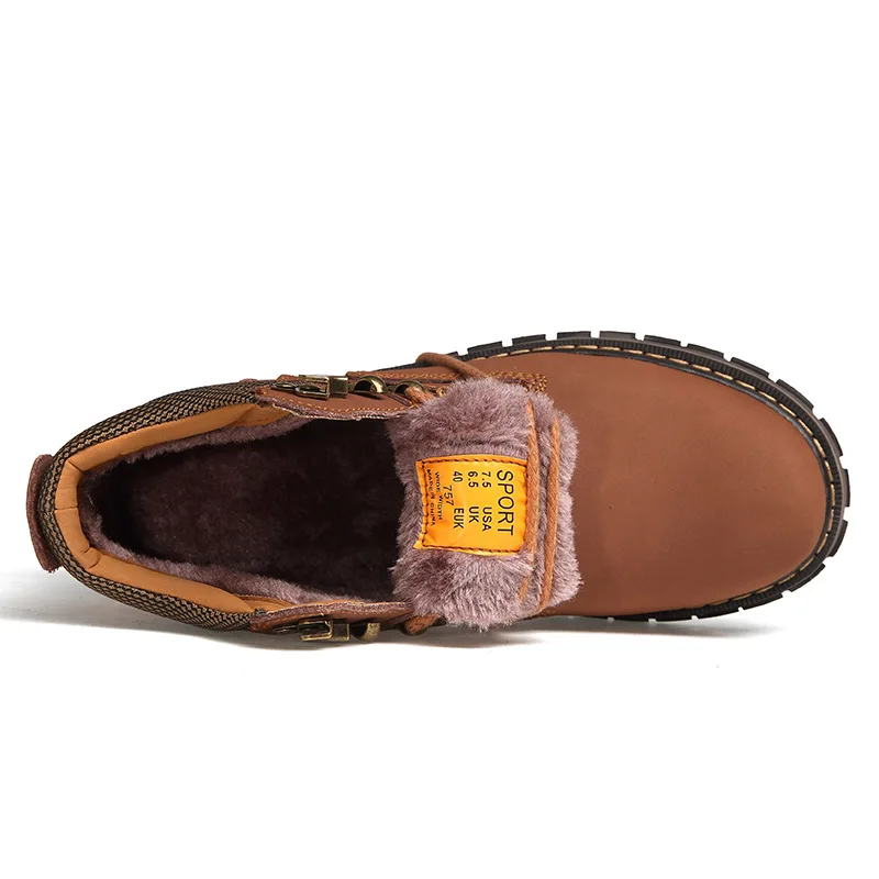 Мужские ботинки 2017 зимние Пояса из натуральной кожи теплые Ботильоны для Для