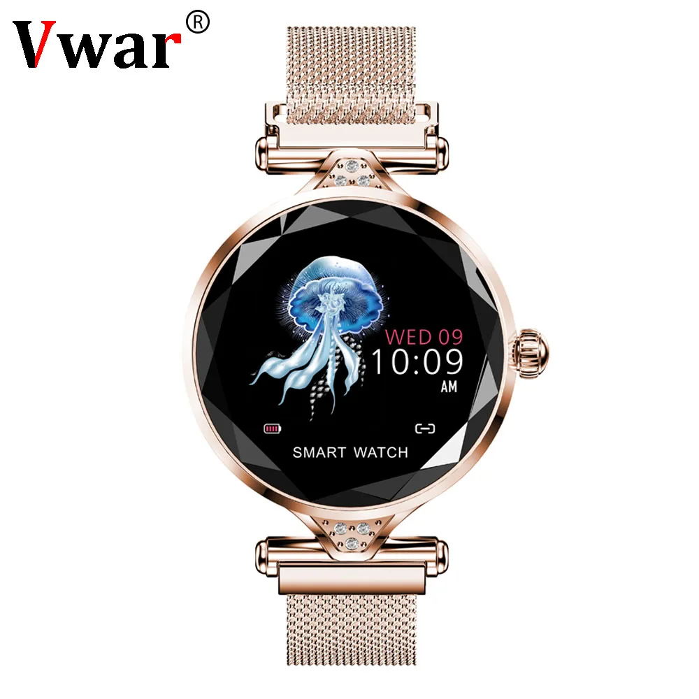 Золотой Для женщин модные часы Smart Watch крови Давление сердечного ритма монитор наблюдения за сном шагомер роскошные женские умные часы подарок для девочки - Цвет: Золотой