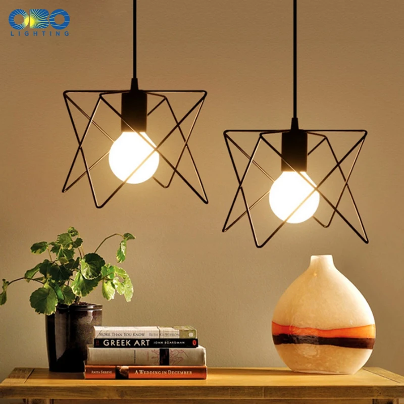 Винтажные подвесные светильники в черной железной рамке для бара/магазина