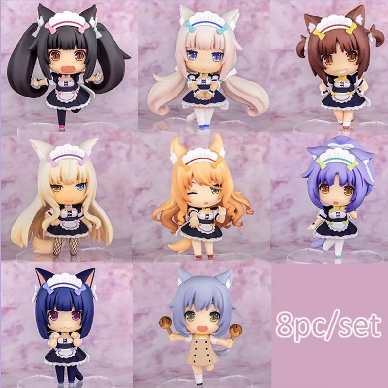 8 шт./лот см фигурка NEKOPARA шоколад ваниль азуки кокосовый клен Корица яйцо модели