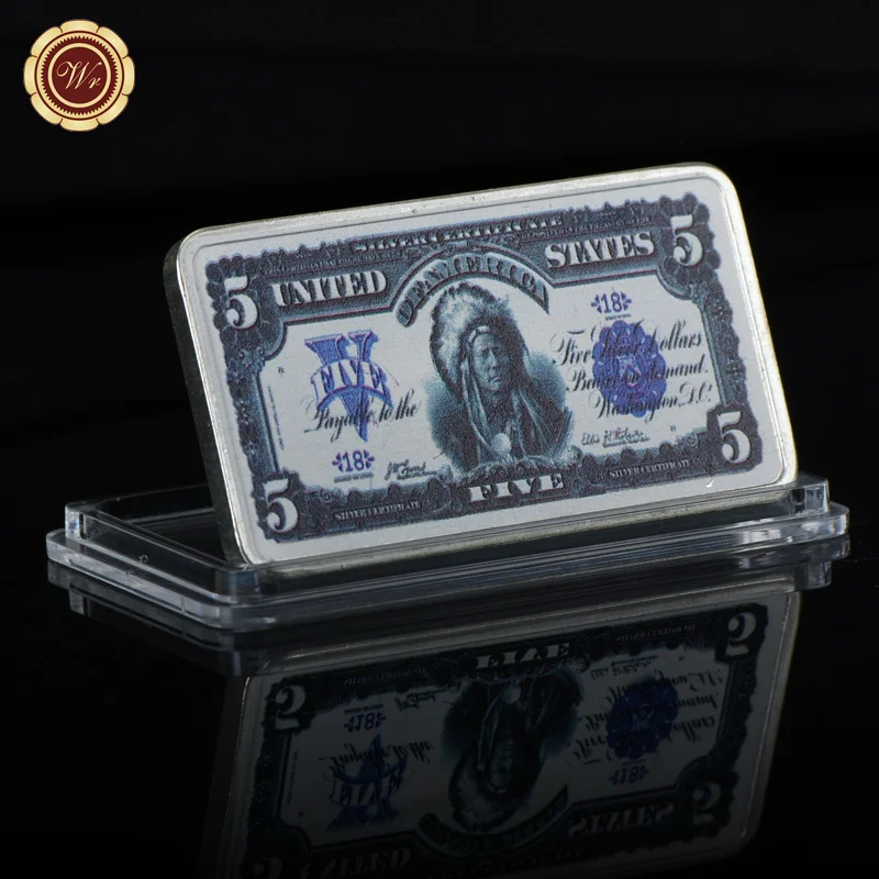 WR американская 1899 год 5 долларов Note Money 999 9 Серебряная панель декоративные