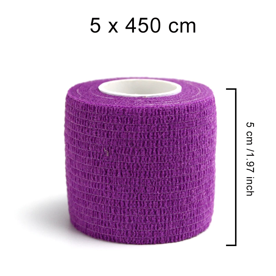 Purple REXCHI 5 см* 450 см самоклеющиеся эластичные бинты нетканый материал лента Защитное снаряжение колено локоть поддержка травма Pad - Цвет: Purple
