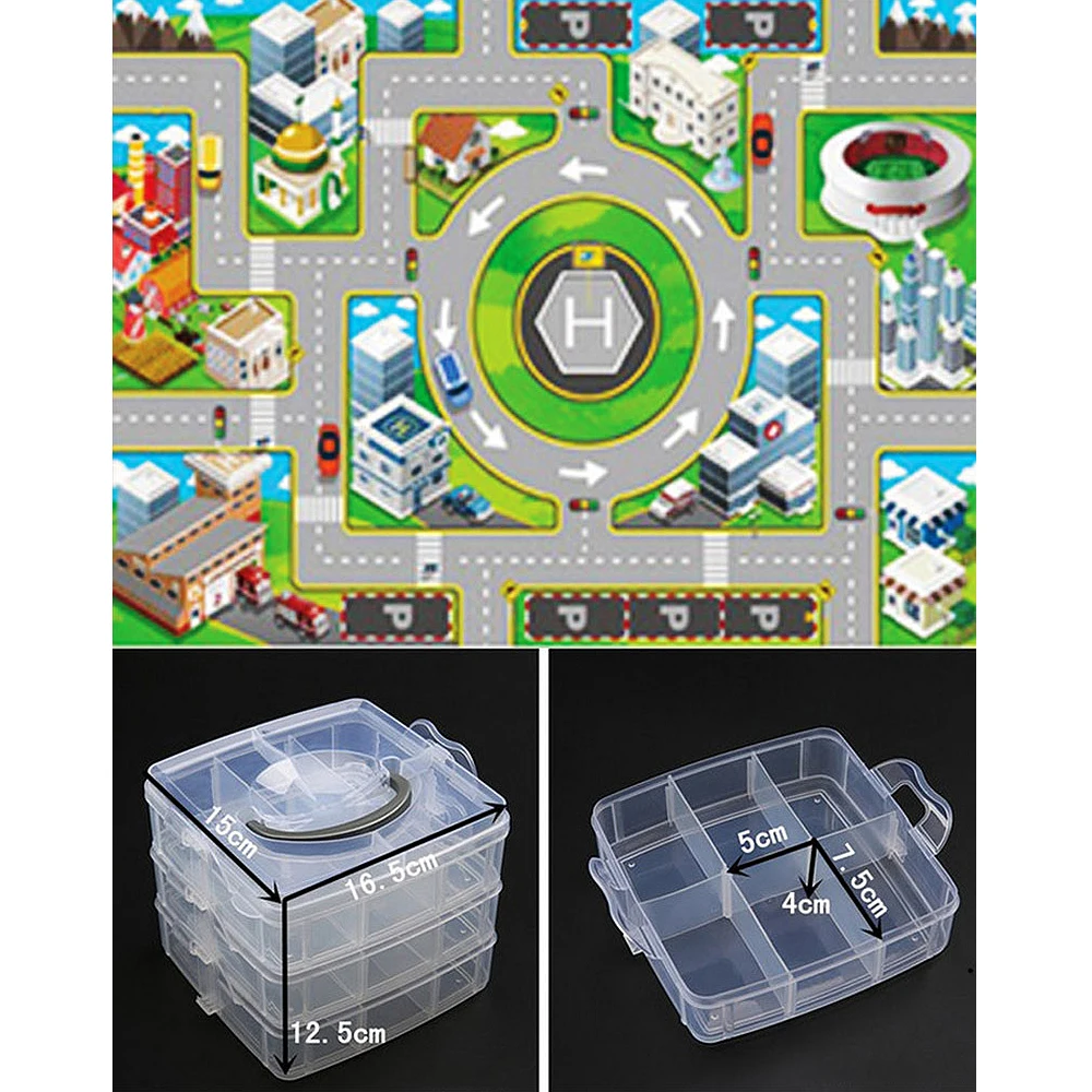 

Multi-functional Mini Parking Lot Car Toy Drawer Kids Toys Storage Box Case with 18 Cars Boys Novelty Gifts Children Party Games