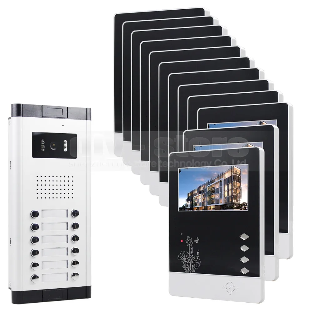 DIYSECUR 12x4 3 дюймов мониторы 4-проводная Квартира видео телефон двери аудио
