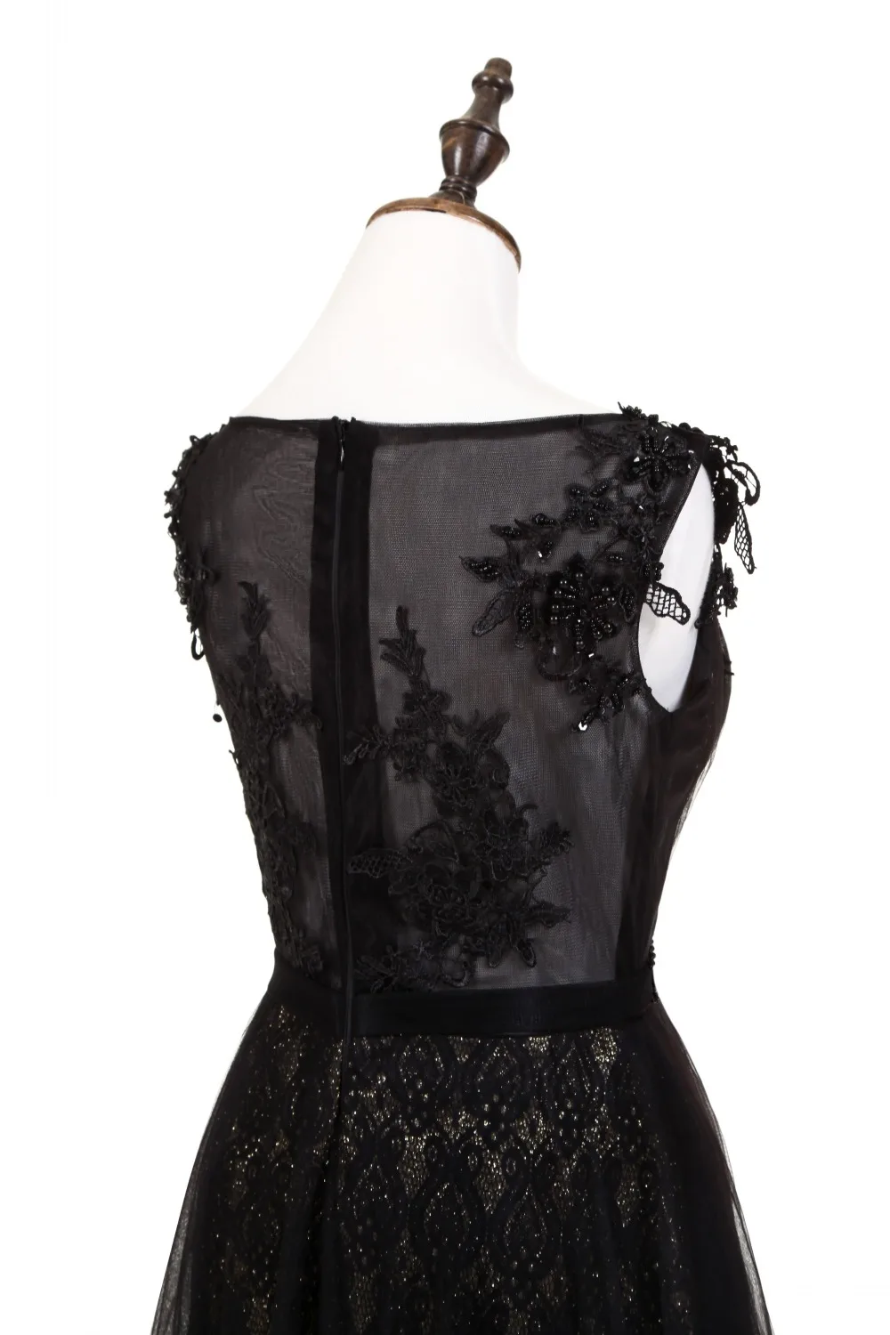 Женское платье из фатина с открытой спиной CloverBridal Mangas COM aplicacoes de perolas Tule bordado Preto