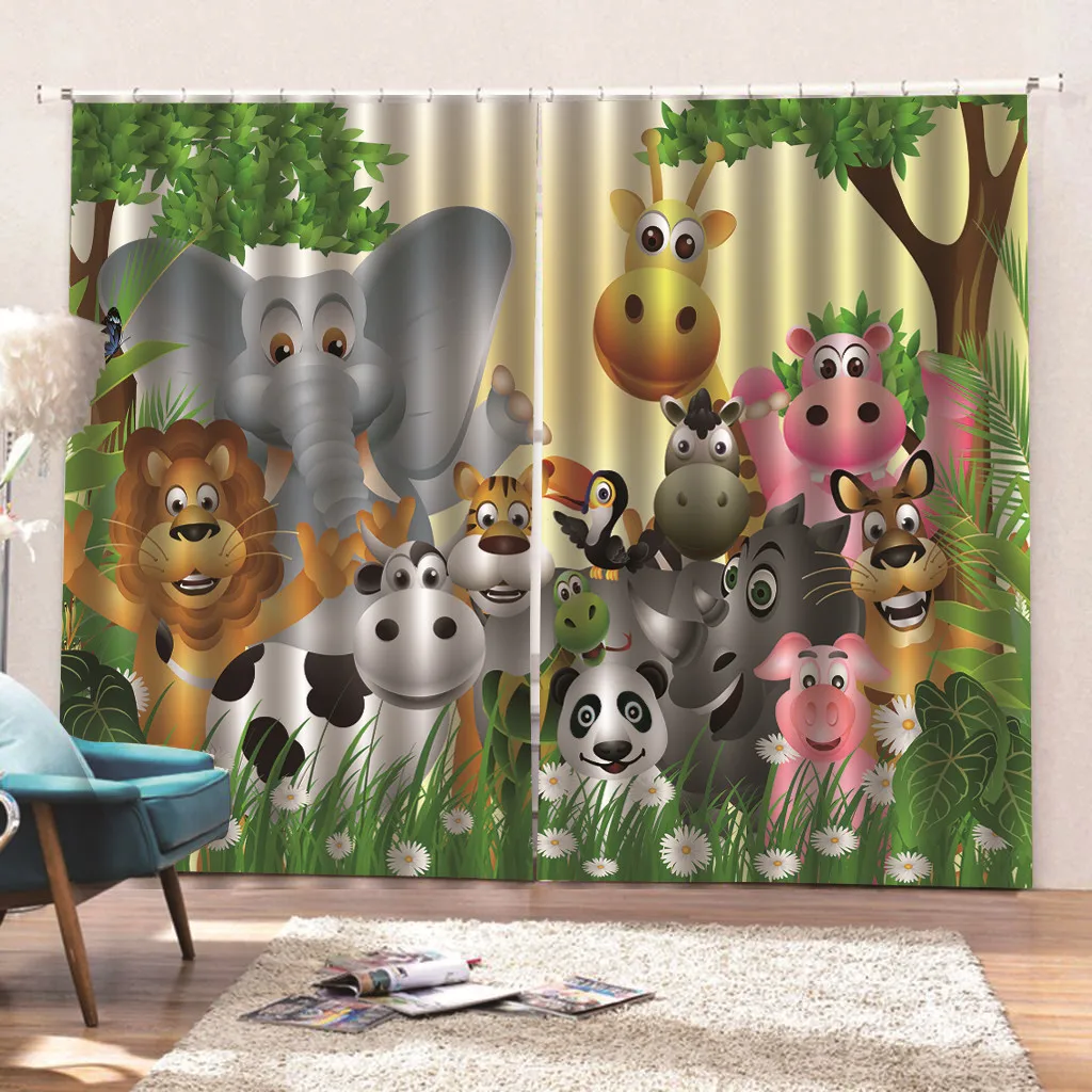 Декоративные шторы с мультяшным зоопарком оконные занавески для гостиной