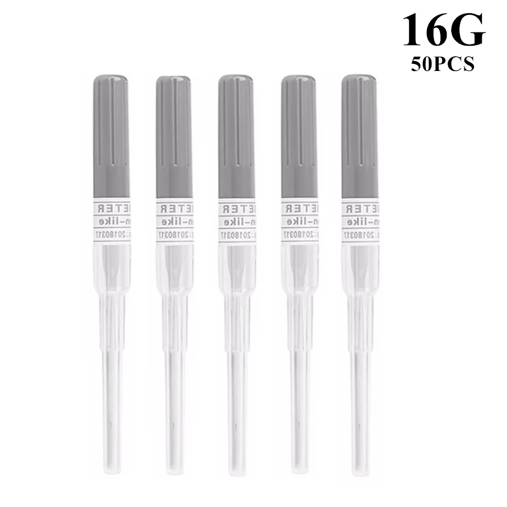 50 шт. стерилизованные I.V. Катетер Cannula пирсинг иглы 16 г тату-иглы тело