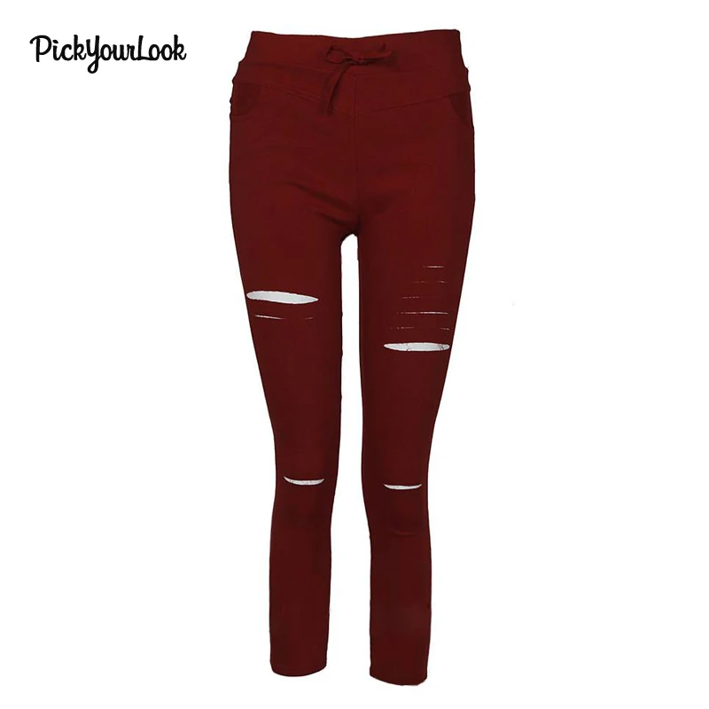 Pickyourlook женские рваные брюки с высокой талией джинсы-скинни трусы леггинсы